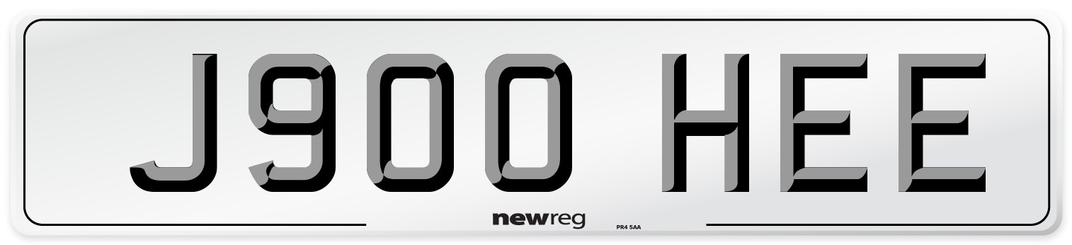 J900 HEE Number Plate from New Reg